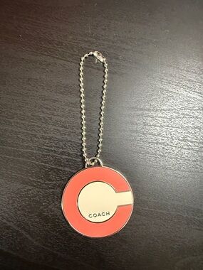 Limited Edition COACH RESORT Coral Round Nickel Fob Bag Charm Keychain Hang Tag